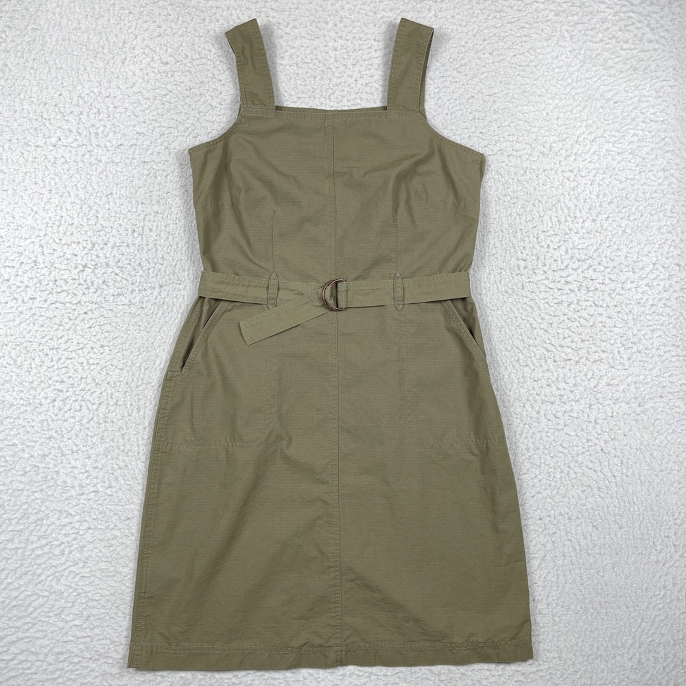 Eddie Bauer Jumper Dress Womens 10 Tall Olive Green Belt Utility Gorpcore Safari